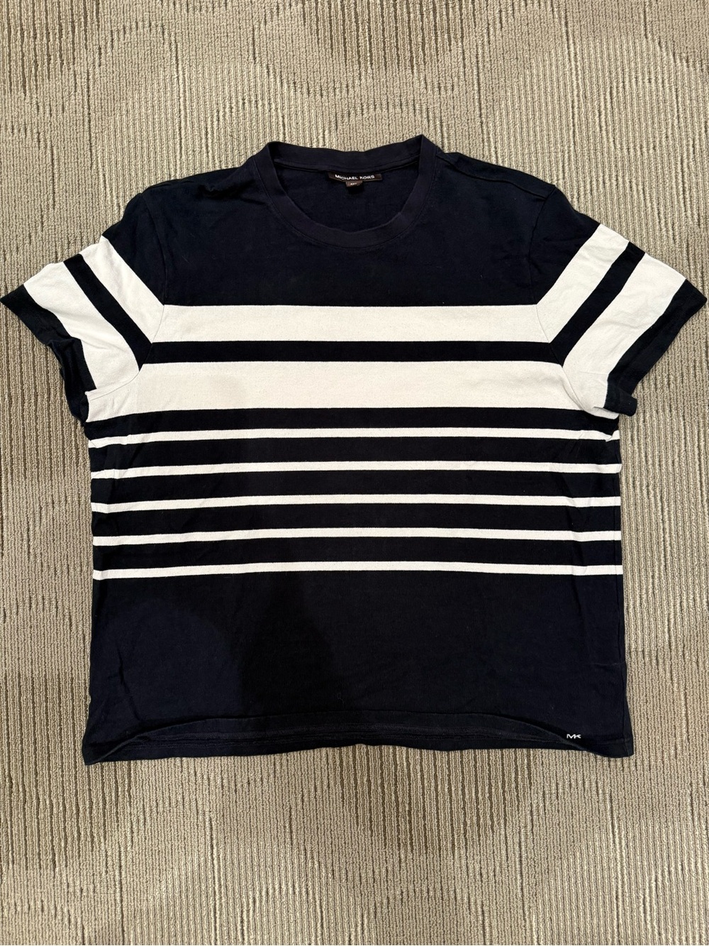 Michael Kors Navy & White Striped Crewneck Tee